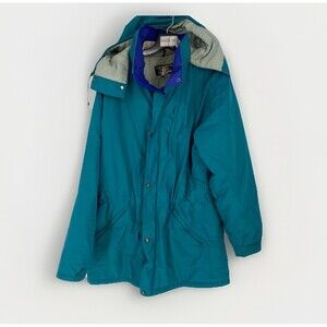 Vintage 80s L.L. Bean Penobscot Parka Teal Hooded Jacket No Size USA Made